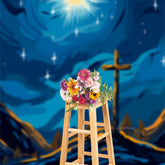 Aperturee - Blue Yellow Cartoon Sky Cross Star Easter Backdrop